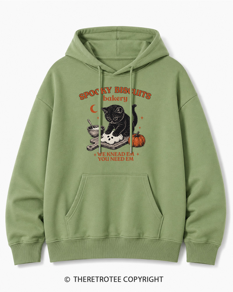 TheRetroTee Spooky Biscuits Bakery 1970s Halloween Halloween Cotton Hoodie