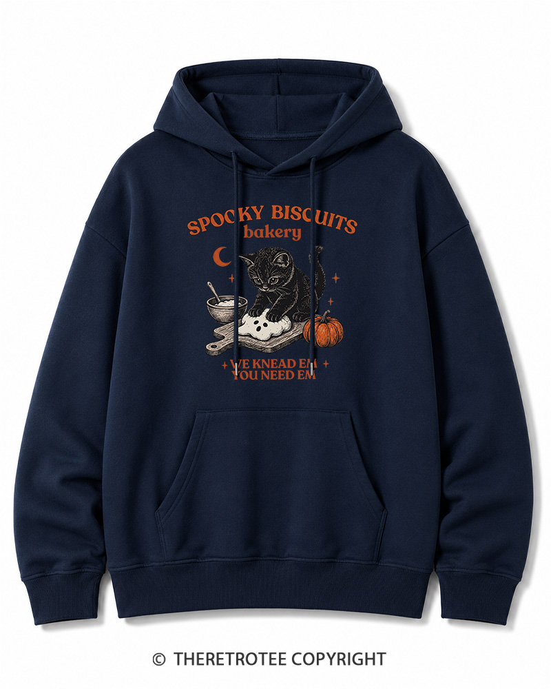 TheRetroTee Spooky Biscuits Bakery 1970s Halloween Halloween Cotton Hoodie