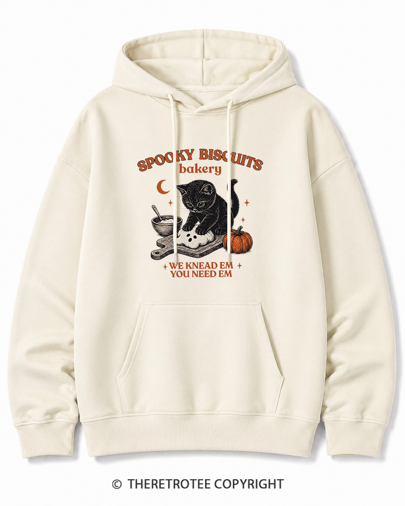 TheRetroTee Spooky Biscuits Bakery 1970s Halloween Halloween Cotton Hoodie