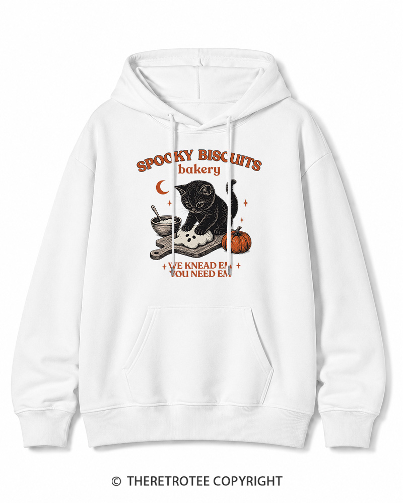 TheRetroTee Spooky Biscuits Bakery 1970s Halloween Halloween Cotton Hoodie