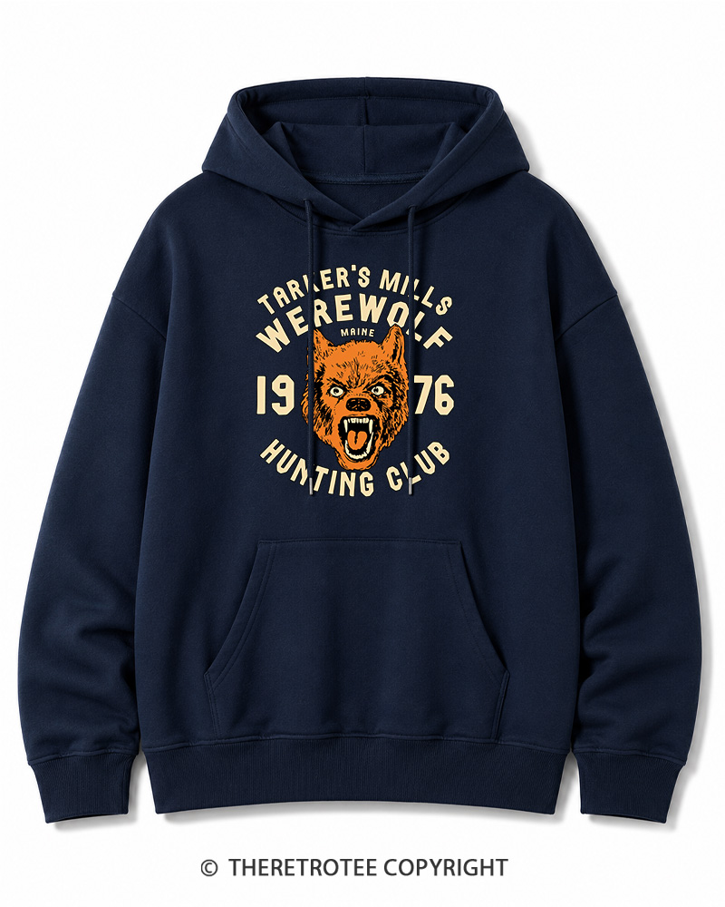 TheRetroTee Tarker's Mills Werewolf Hunting Club 1960s Halloween Halloween Cotton Hoodie