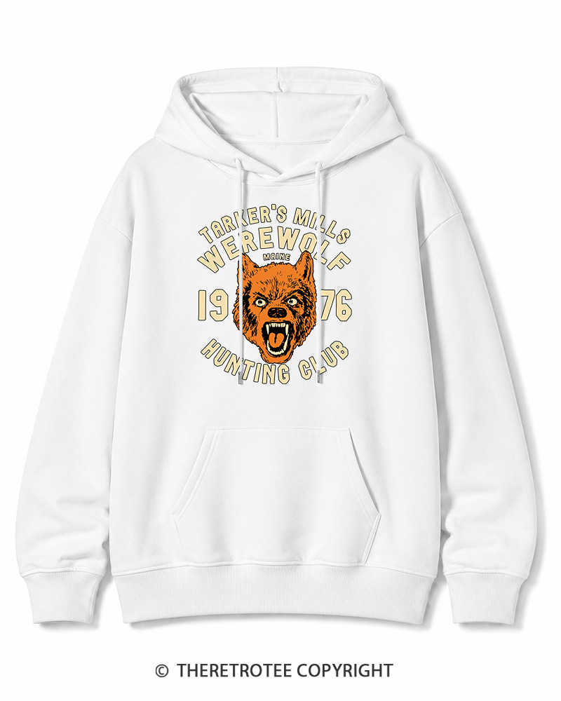 TheRetroTee Tarker's Mills Werewolf Hunting Club 1960s Halloween Halloween Cotton Hoodie