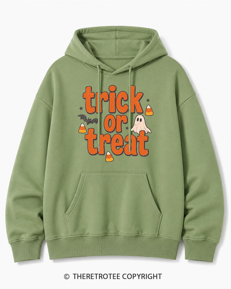 TheRetroTee Trick Or Treat 1940s Halloween Cotton Hoodie