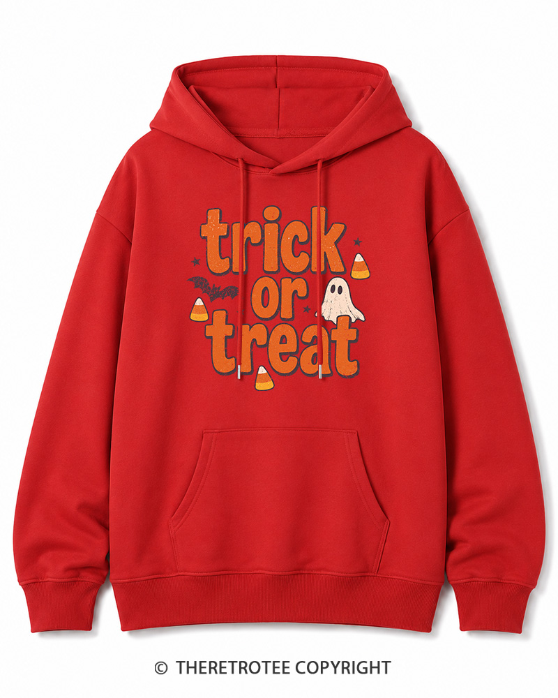 TheRetroTee Trick Or Treat 1940s Halloween Cotton Hoodie