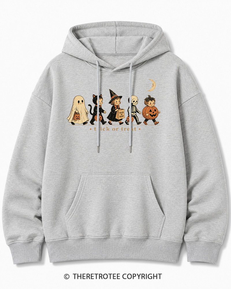 TheRetroTee Trick Or Treat 1950s Halloween Cotton Hoodie