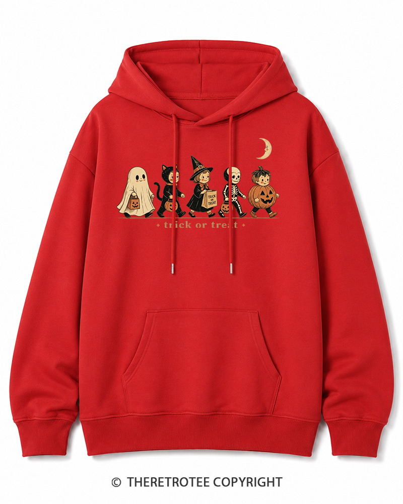 TheRetroTee Trick Or Treat 1950s Halloween Cotton Hoodie