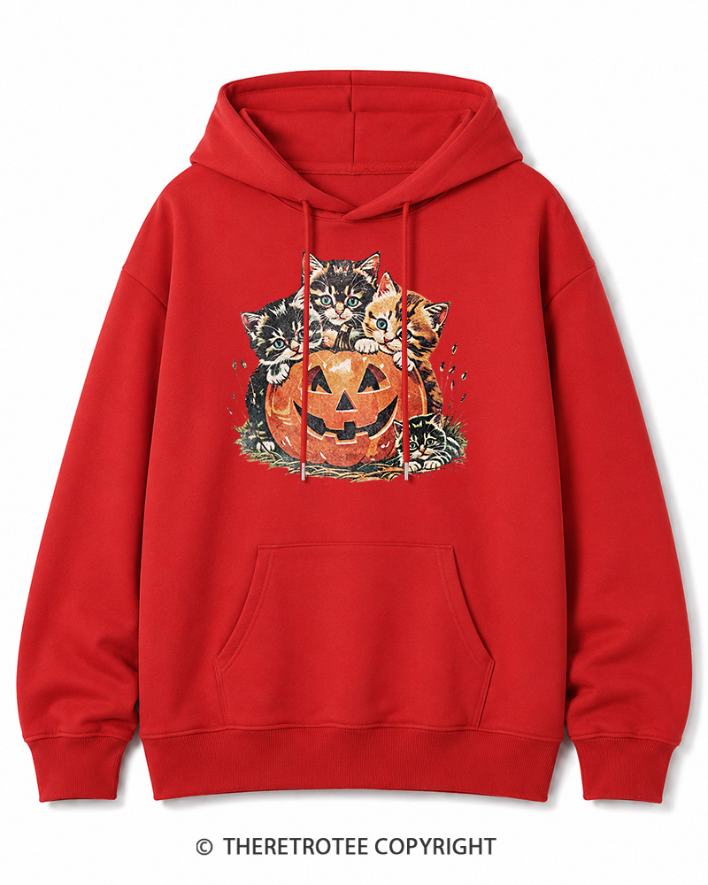 TheRetroTee Vintage Cat Halloween 1990s Halloween Cotton Hoodie