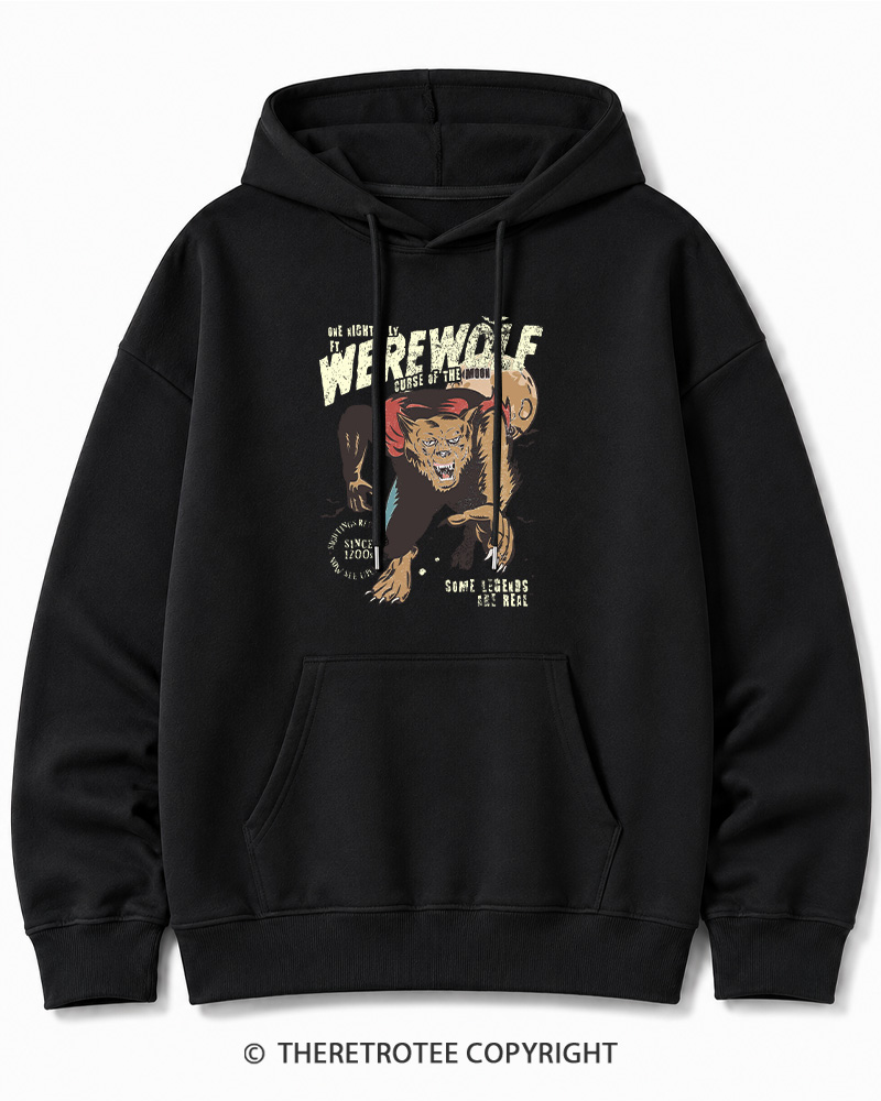 TheRetroTee Werewolf 1970s Halloween Halloween Cotton Hoodie