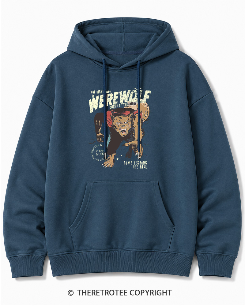 TheRetroTee Werewolf 1970s Halloween Halloween Cotton Hoodie