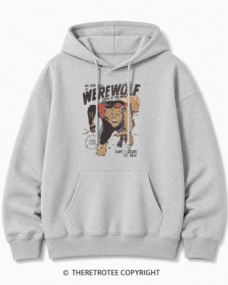 TheRetroTee Werewolf 1970s Halloween Halloween Cotton Hoodie