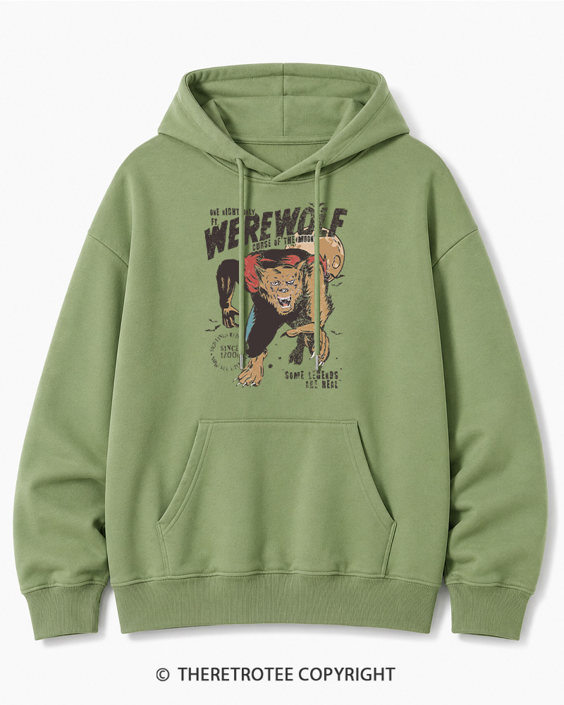 TheRetroTee Werewolf 1970s Halloween Halloween Cotton Hoodie