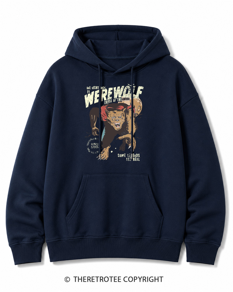 TheRetroTee Werewolf 1970s Halloween Halloween Cotton Hoodie