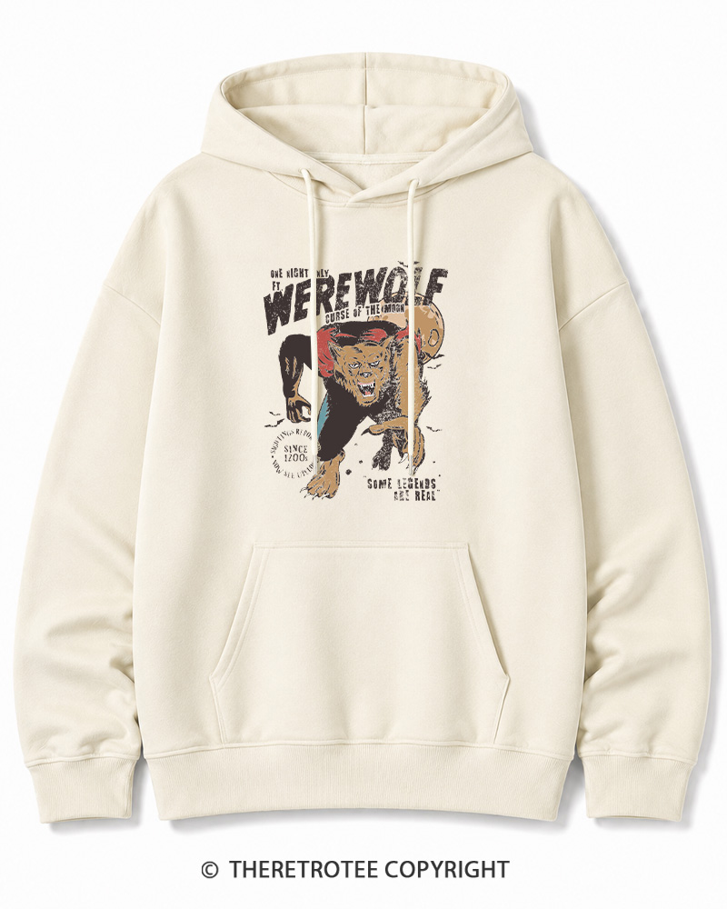 TheRetroTee Werewolf 1970s Halloween Halloween Cotton Hoodie