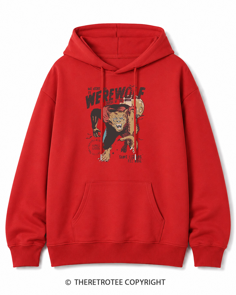 TheRetroTee Werewolf 1970s Halloween Halloween Cotton Hoodie