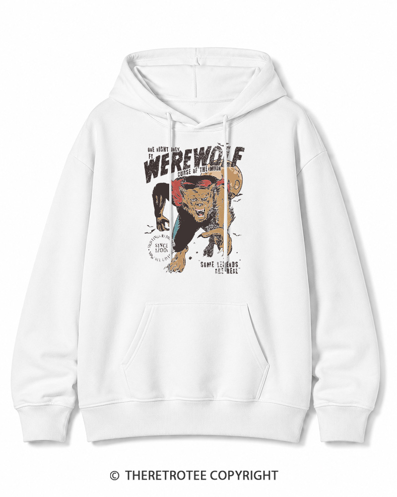 TheRetroTee Werewolf 1970s Halloween Halloween Cotton Hoodie