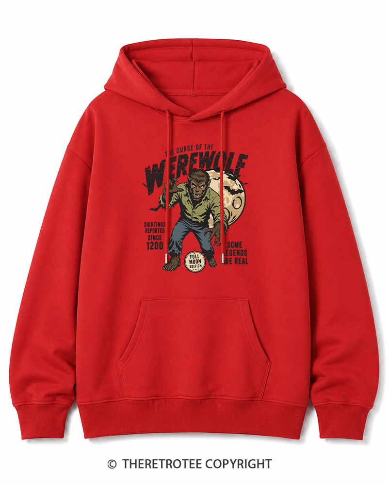 TheRetroTee Werewolf Cult Classic Halloween Horror Movie 1990s Halloween Cotton Hoodie