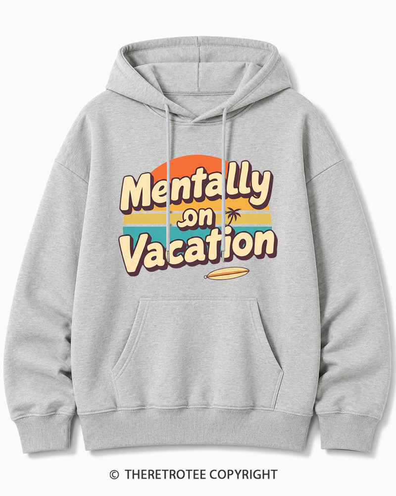 TheRetroTee Mentally on Vacation 1980s Cotton Hoodie