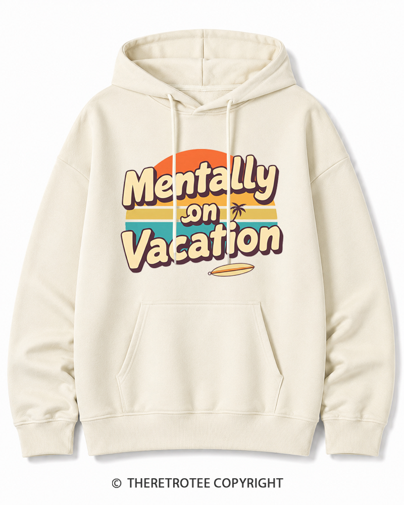 TheRetroTee Mentally on Vacation 1980s Cotton Hoodie