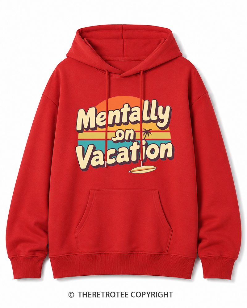 TheRetroTee Mentally on Vacation 1980s Cotton Hoodie