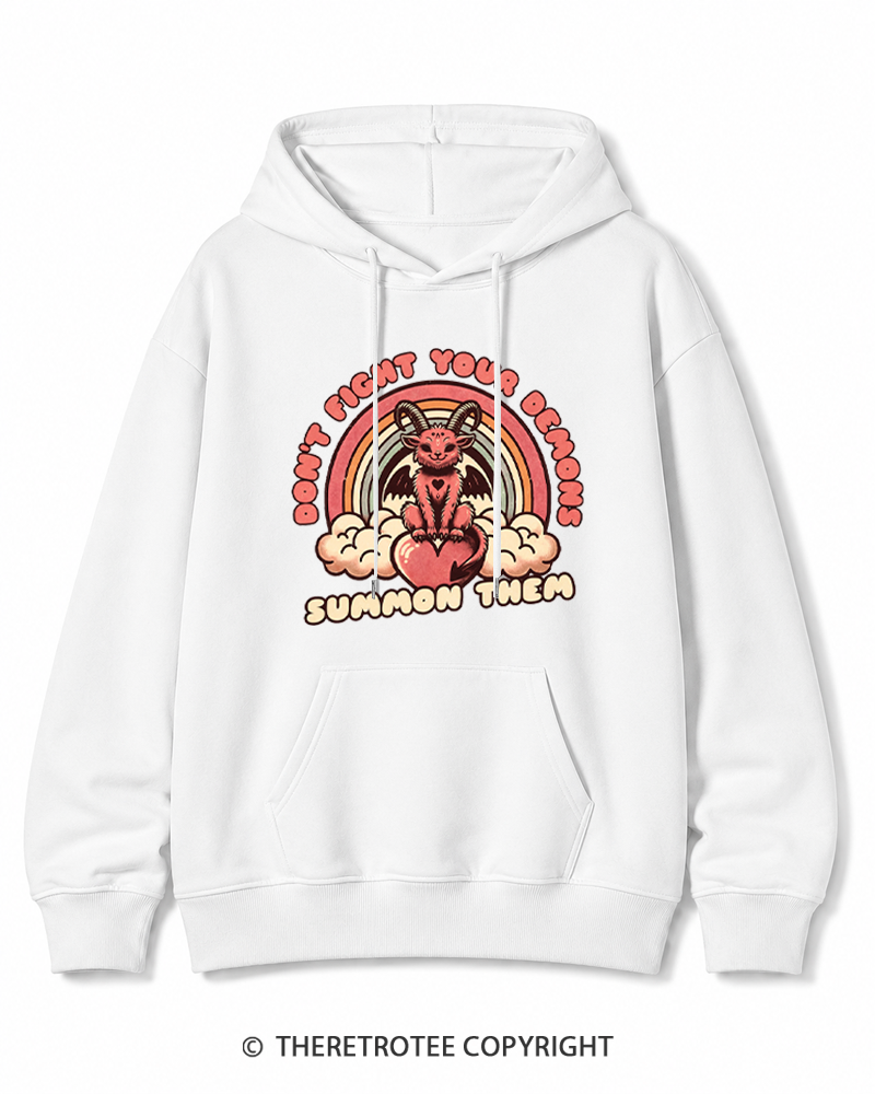 TheRetroTee Don't Fight Your Demons Summon Them 1990s Cotton Hoodie