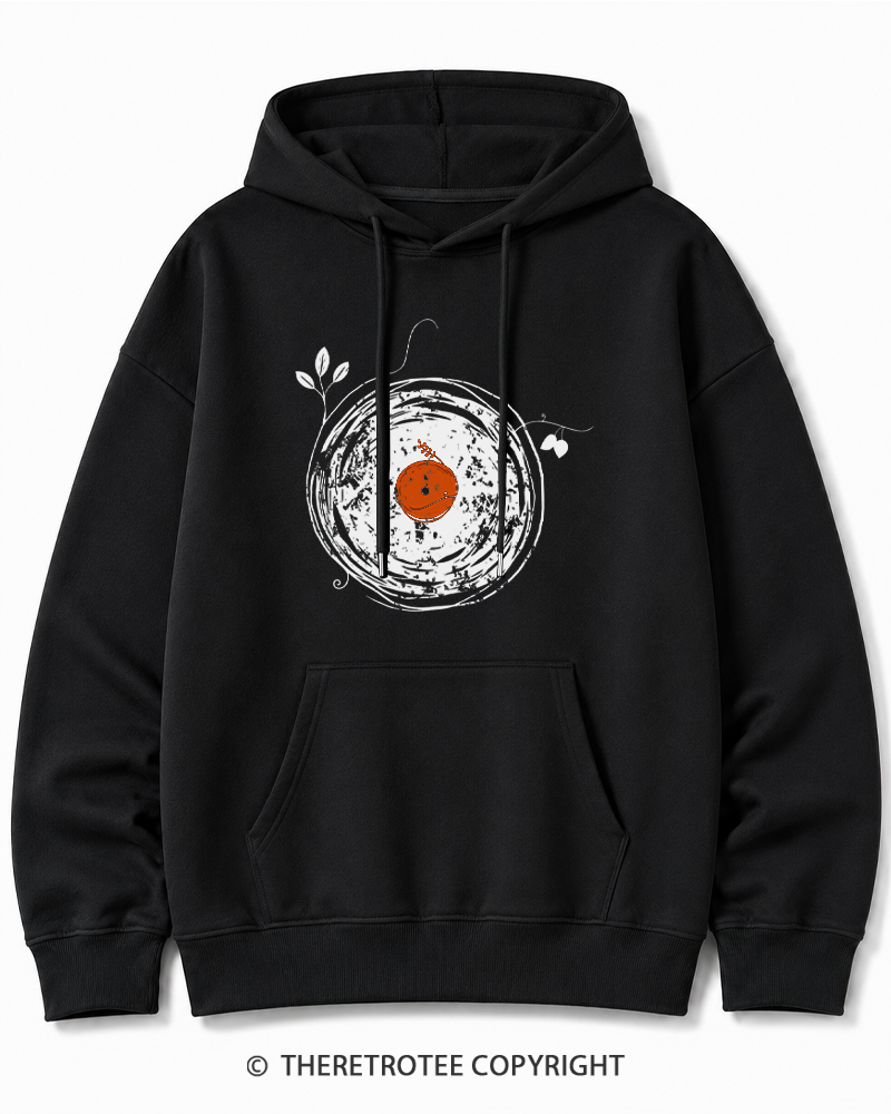 TheRetroTee Enchanting Vinyl Records 1970s Cotton Hoodie