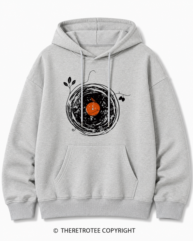 TheRetroTee Enchanting Vinyl Records 1970s Cotton Hoodie
