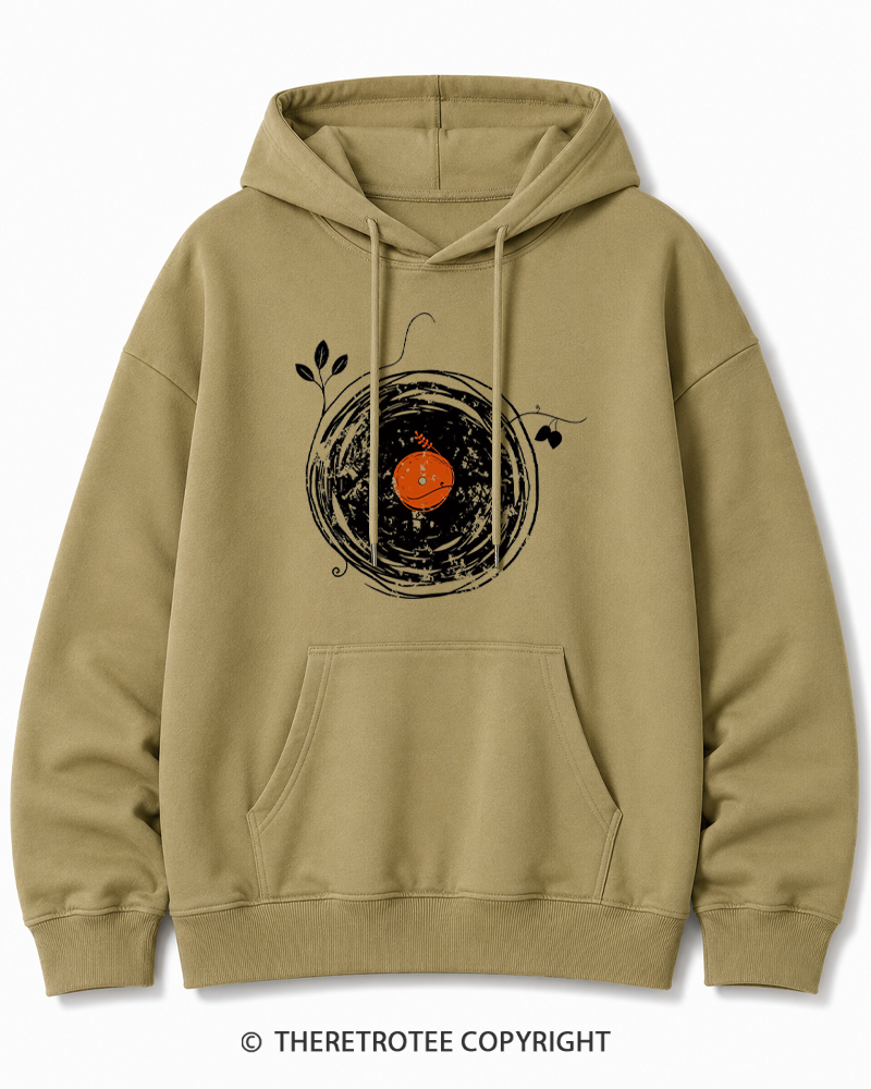 TheRetroTee Enchanting Vinyl Records 1970s Cotton Hoodie