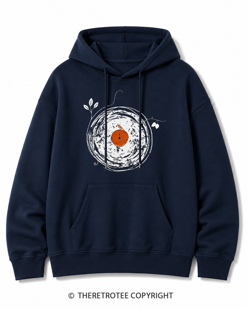 TheRetroTee Enchanting Vinyl Records 1970s Cotton Hoodie