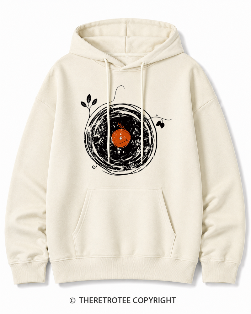 TheRetroTee Enchanting Vinyl Records 1970s Cotton Hoodie