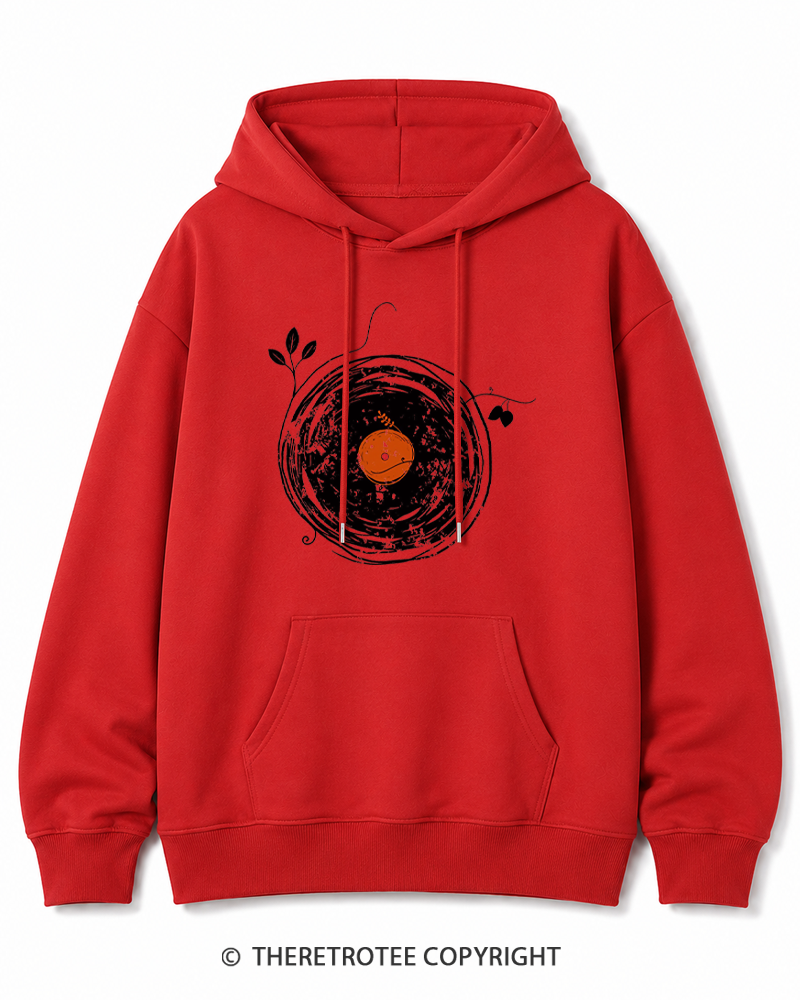 TheRetroTee Enchanting Vinyl Records 1970s Cotton Hoodie