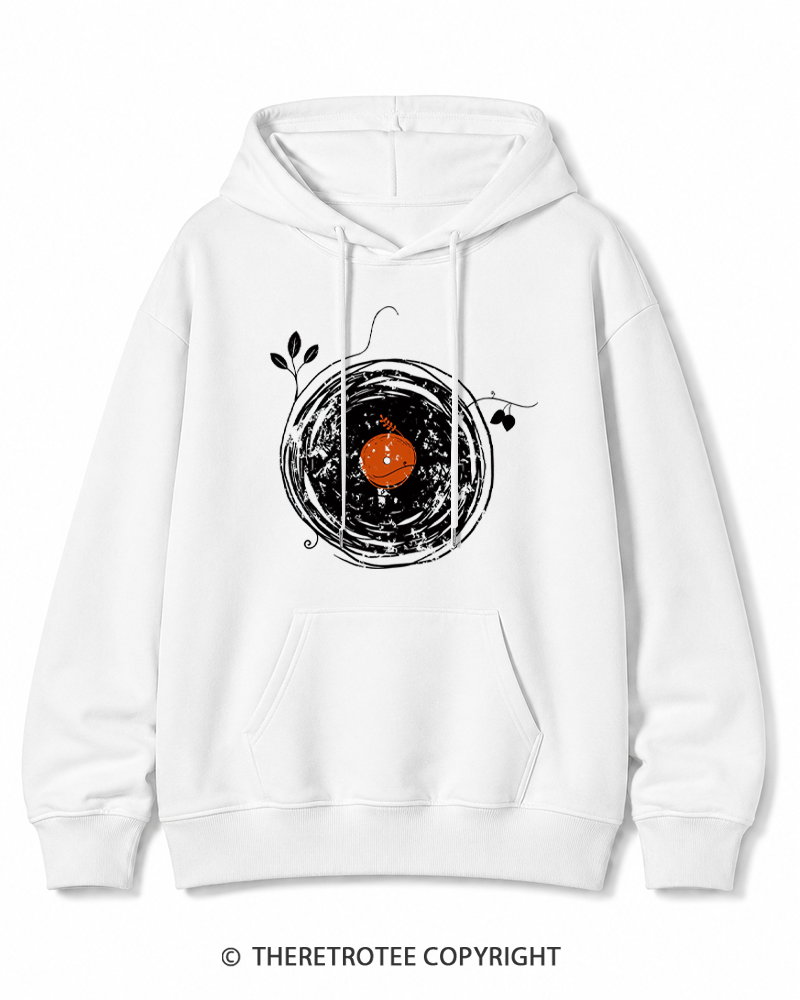 TheRetroTee Enchanting Vinyl Records 1970s Cotton Hoodie