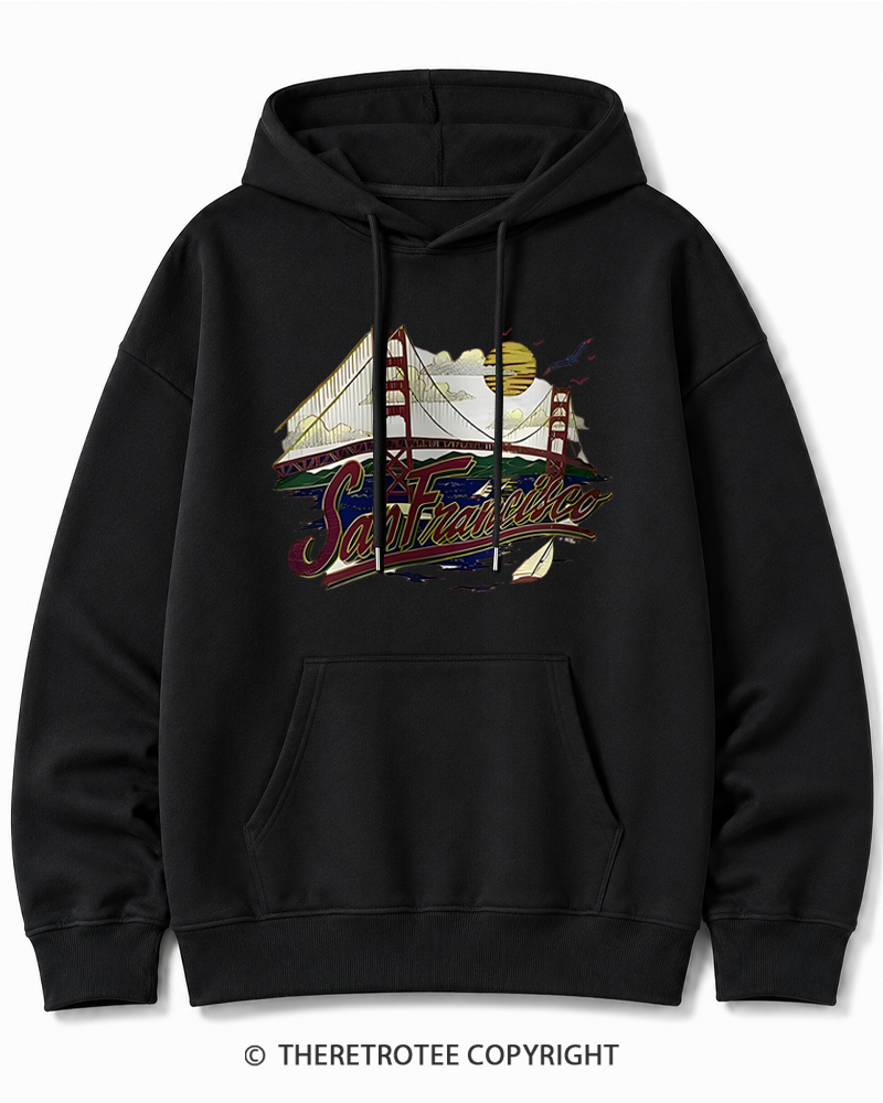 TheRetroTee Golden Gate Bridge 1980s Cotton Hoodie