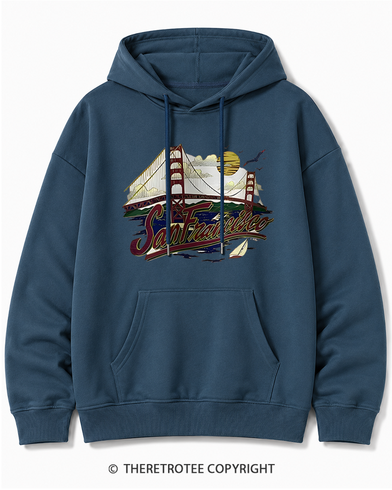TheRetroTee Golden Gate Bridge 1980s Cotton Hoodie