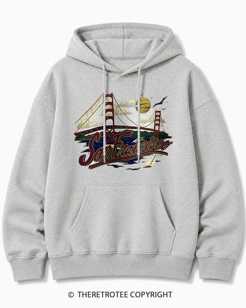 TheRetroTee Golden Gate Bridge 1980s Cotton Hoodie