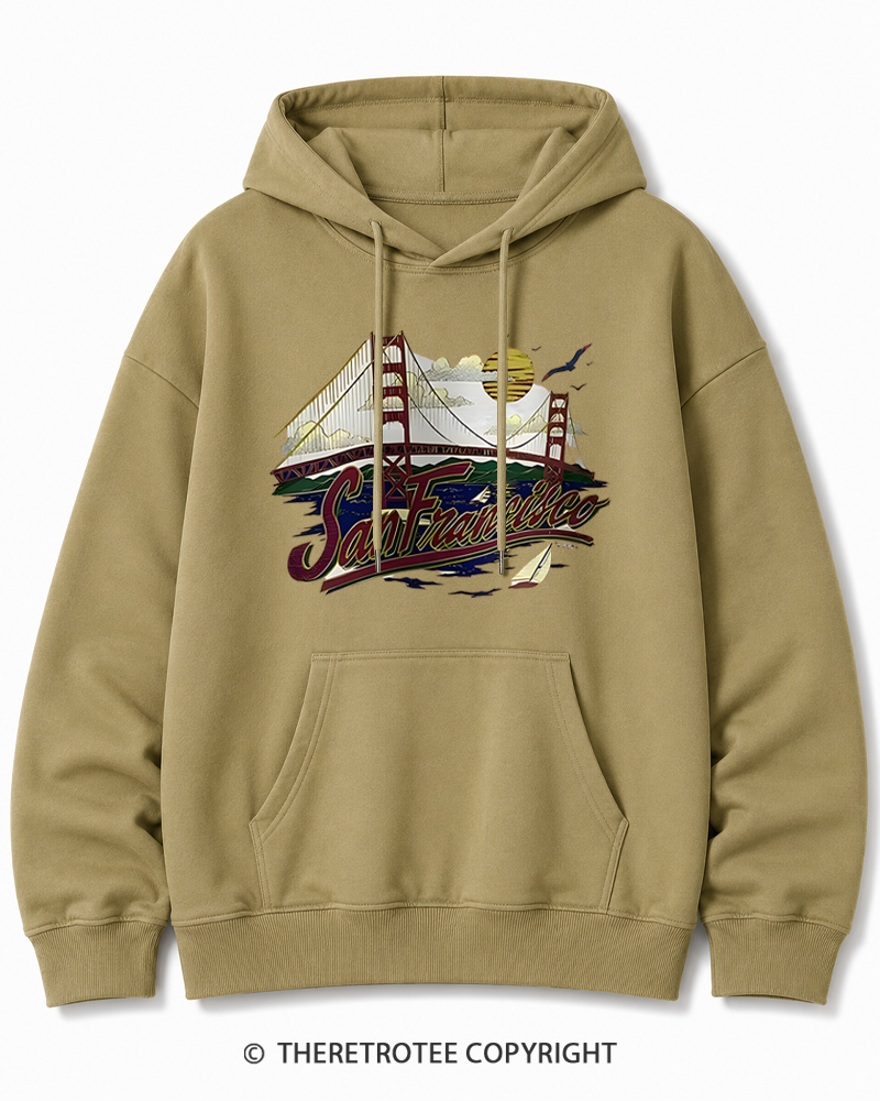 TheRetroTee Golden Gate Bridge 1980s Cotton Hoodie