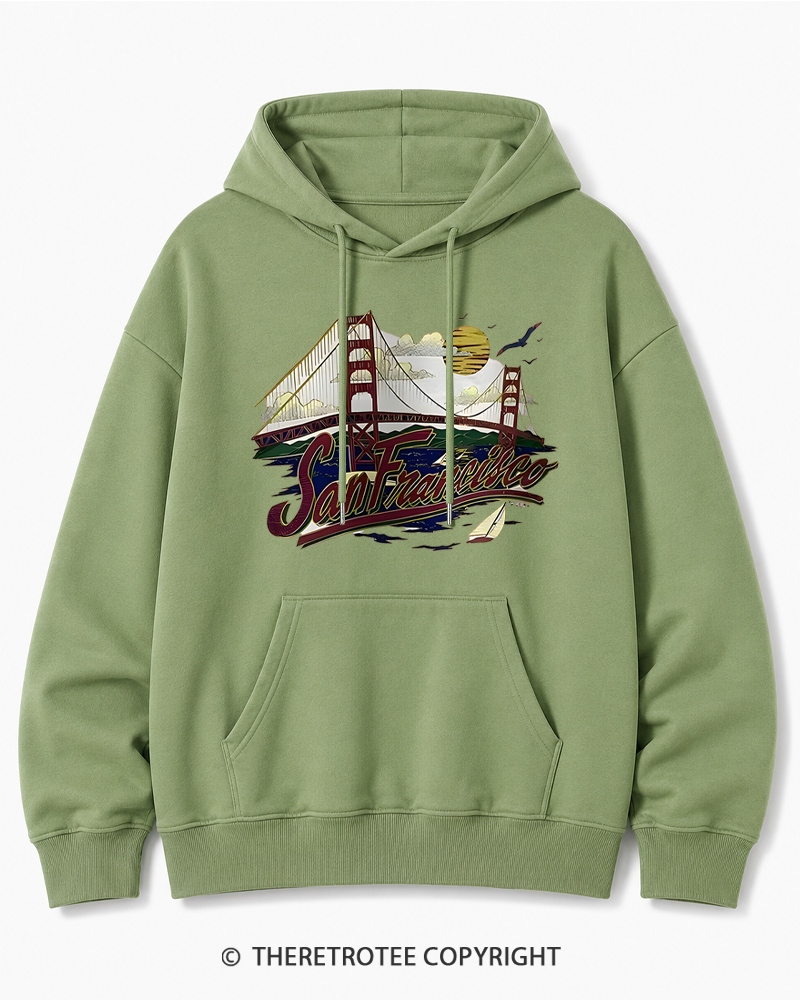 TheRetroTee Golden Gate Bridge 1980s Cotton Hoodie