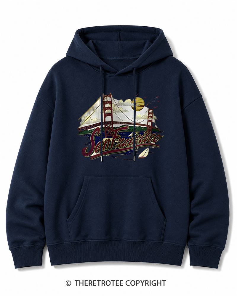 TheRetroTee Golden Gate Bridge 1980s Cotton Hoodie