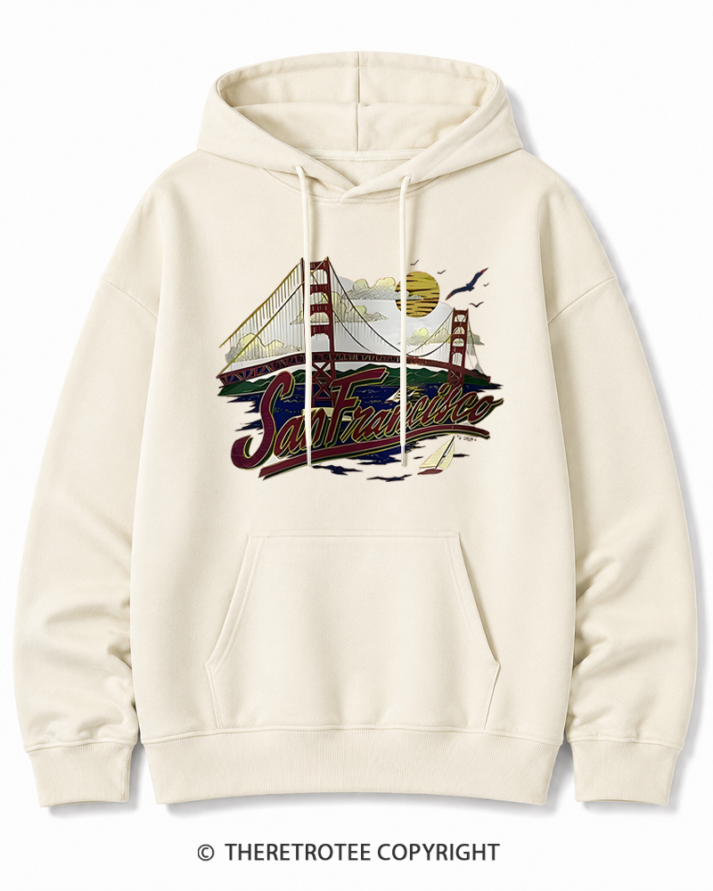 TheRetroTee Golden Gate Bridge 1980s Cotton Hoodie