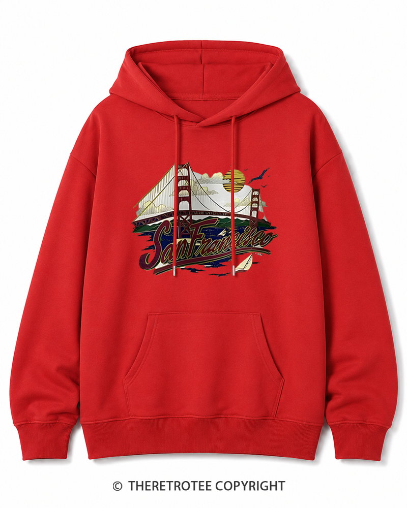 TheRetroTee Golden Gate Bridge 1980s Cotton Hoodie