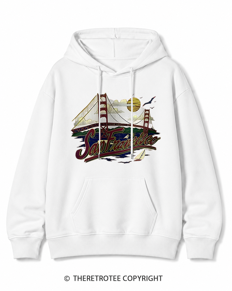 TheRetroTee Golden Gate Bridge 1980s Cotton Hoodie