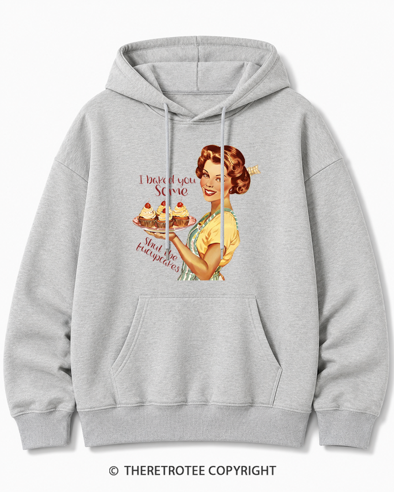 TheRetroTee Retro Sarcastic Housewife Sticker Cotton Hoodie
