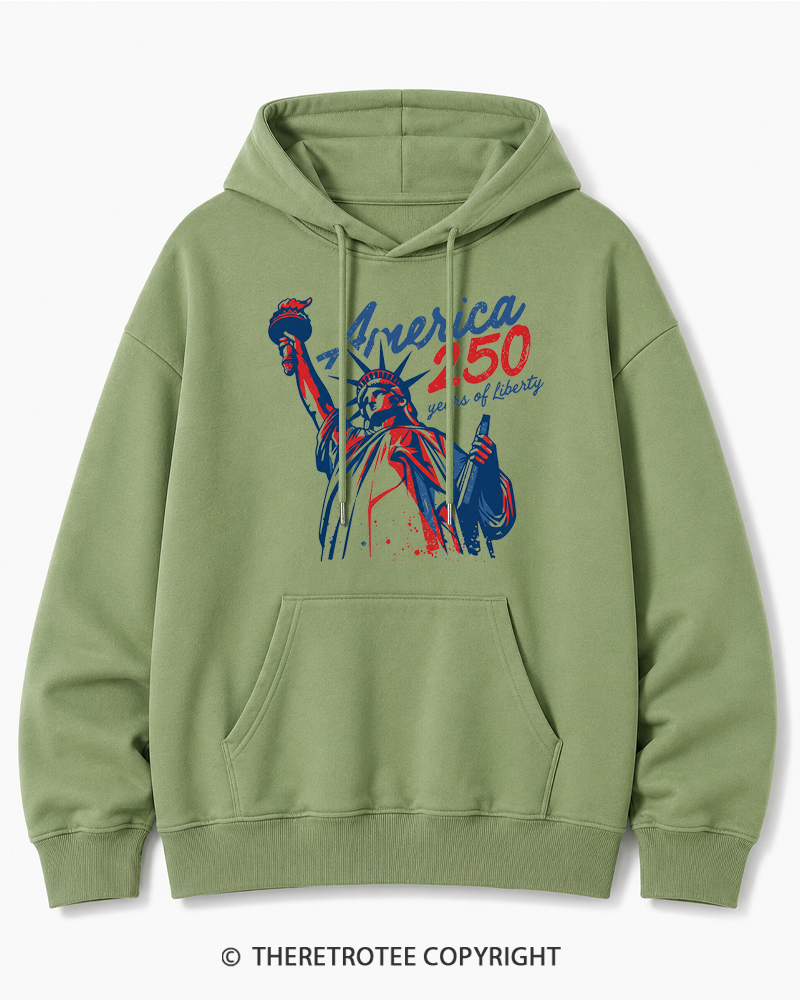 TheRetroTee 250 Years Of Liberty Retro 1776 Cotton Hoodie