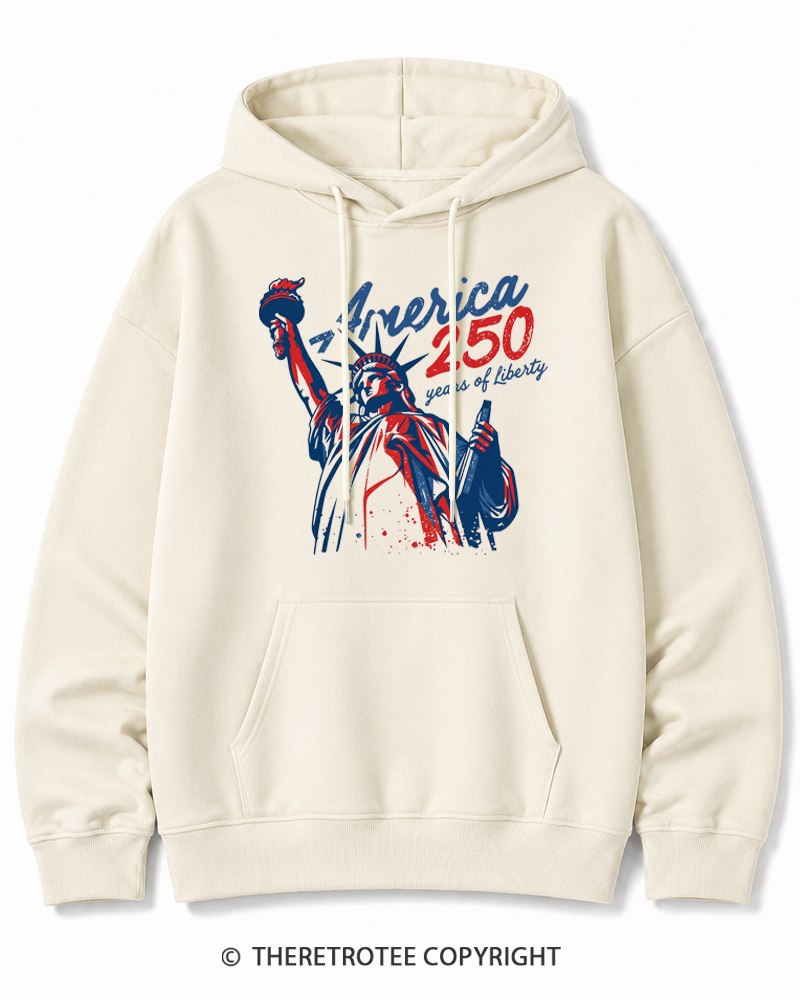TheRetroTee 250 Years Of Liberty Retro 1776 Cotton Hoodie
