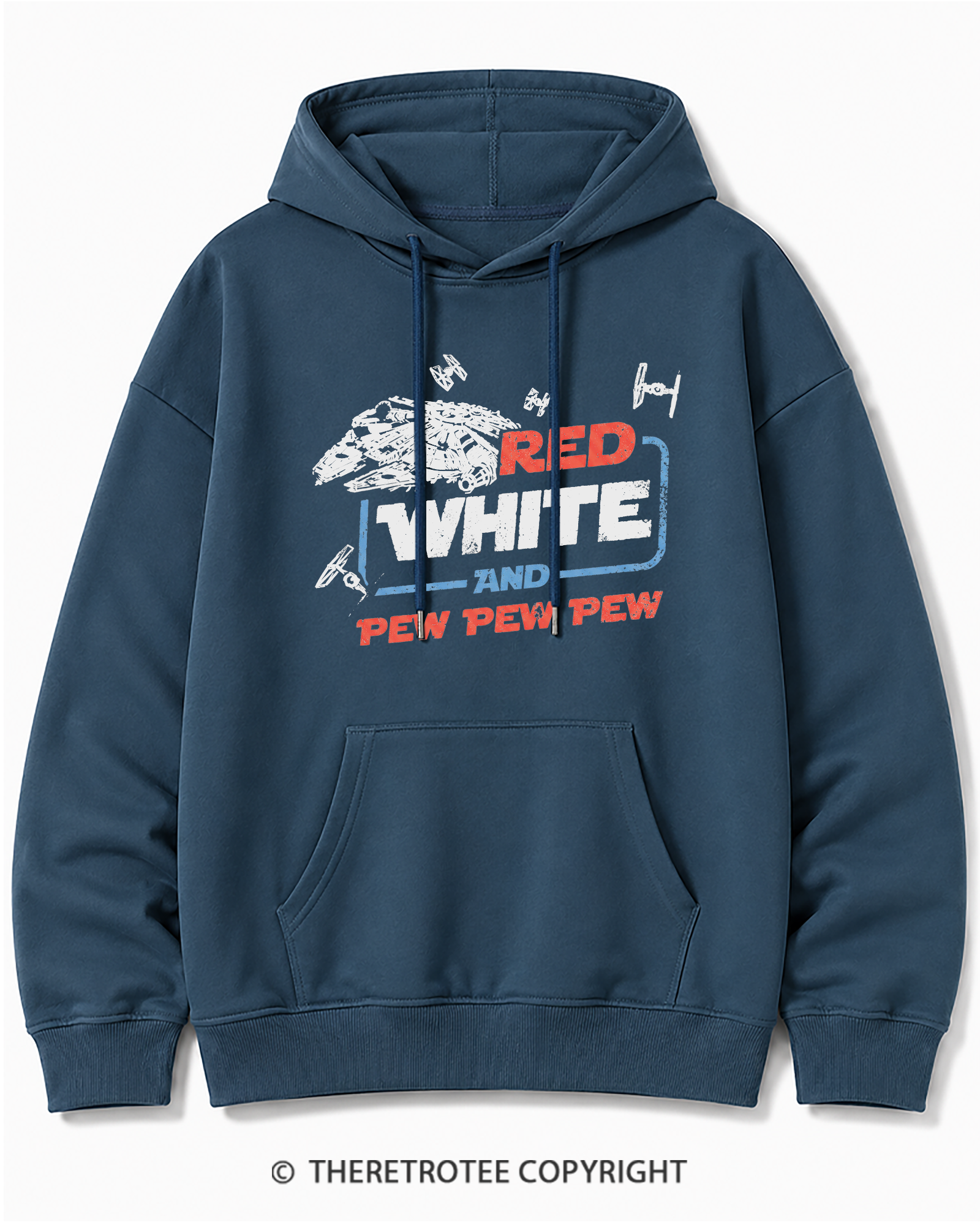 TheRetroTee Red White And Pew Pew Pew 1980s Cotton Hoodie