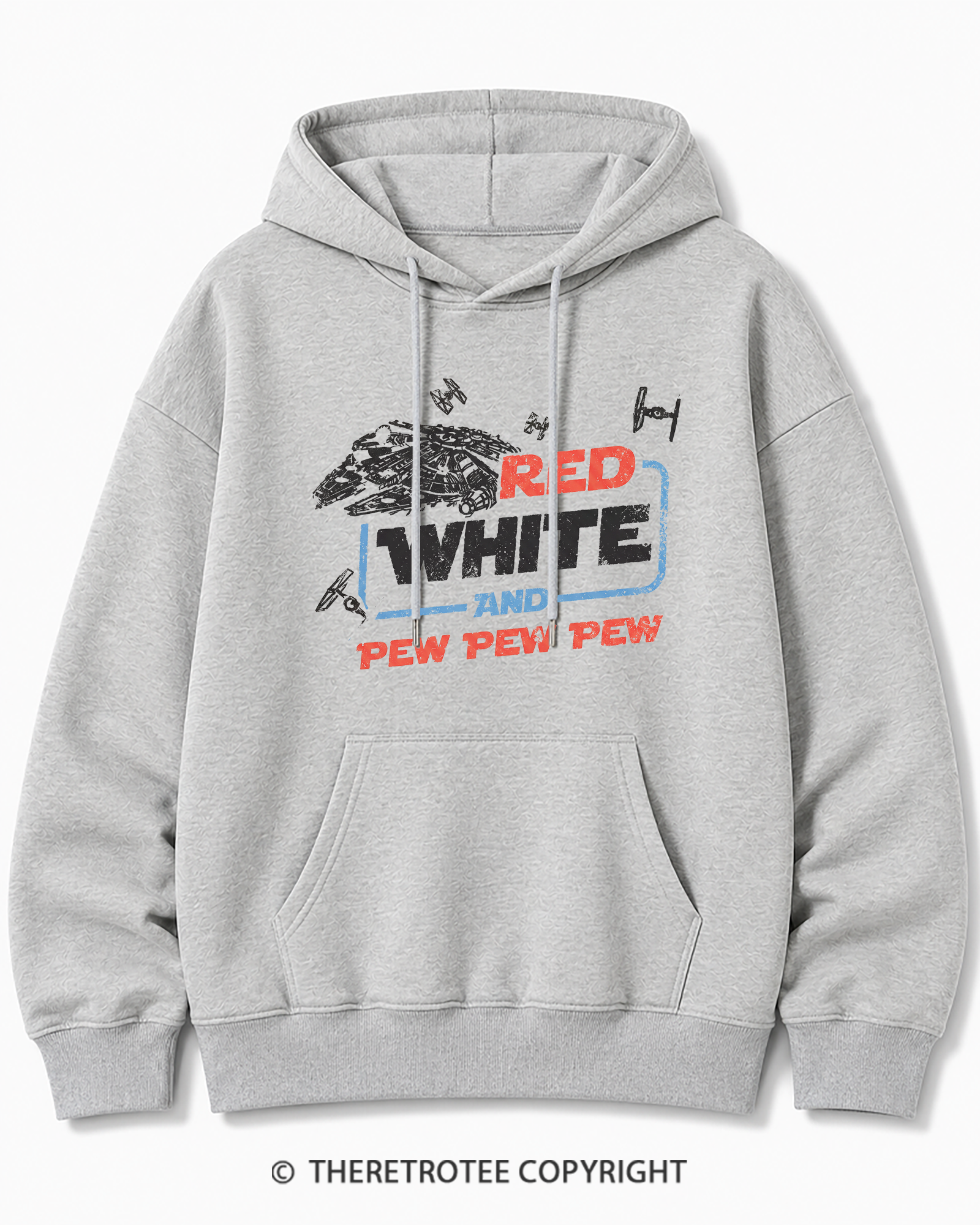 TheRetroTee Red White And Pew Pew Pew 1980s Cotton Hoodie