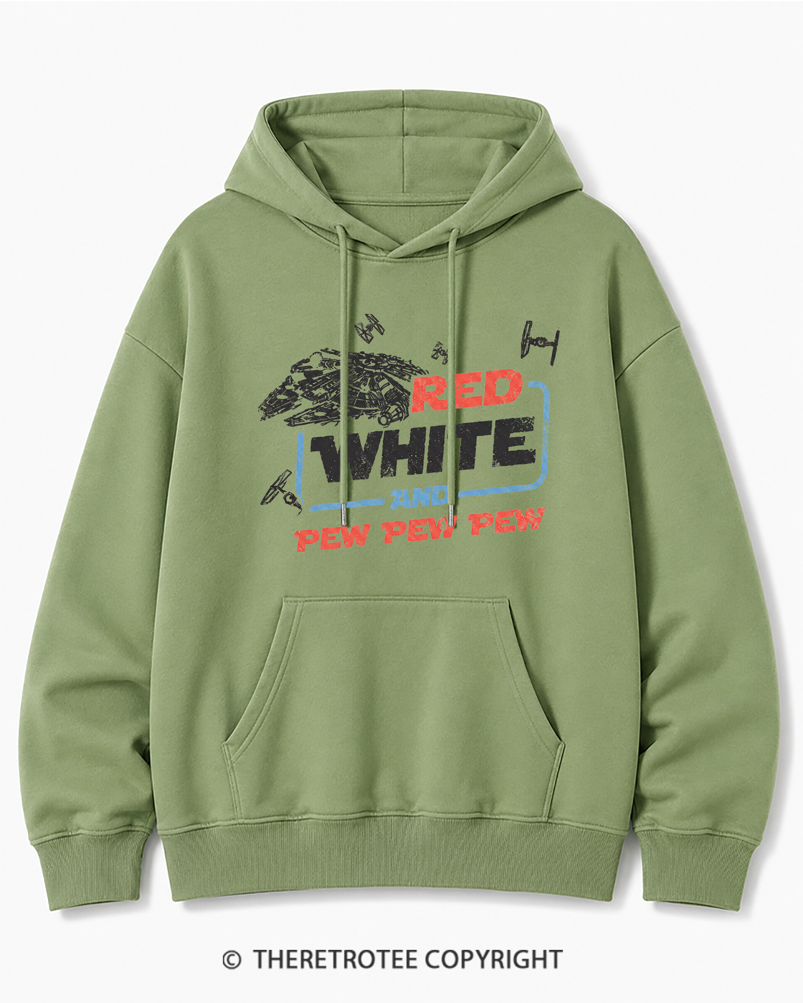 TheRetroTee Red White And Pew Pew Pew 1980s Cotton Hoodie