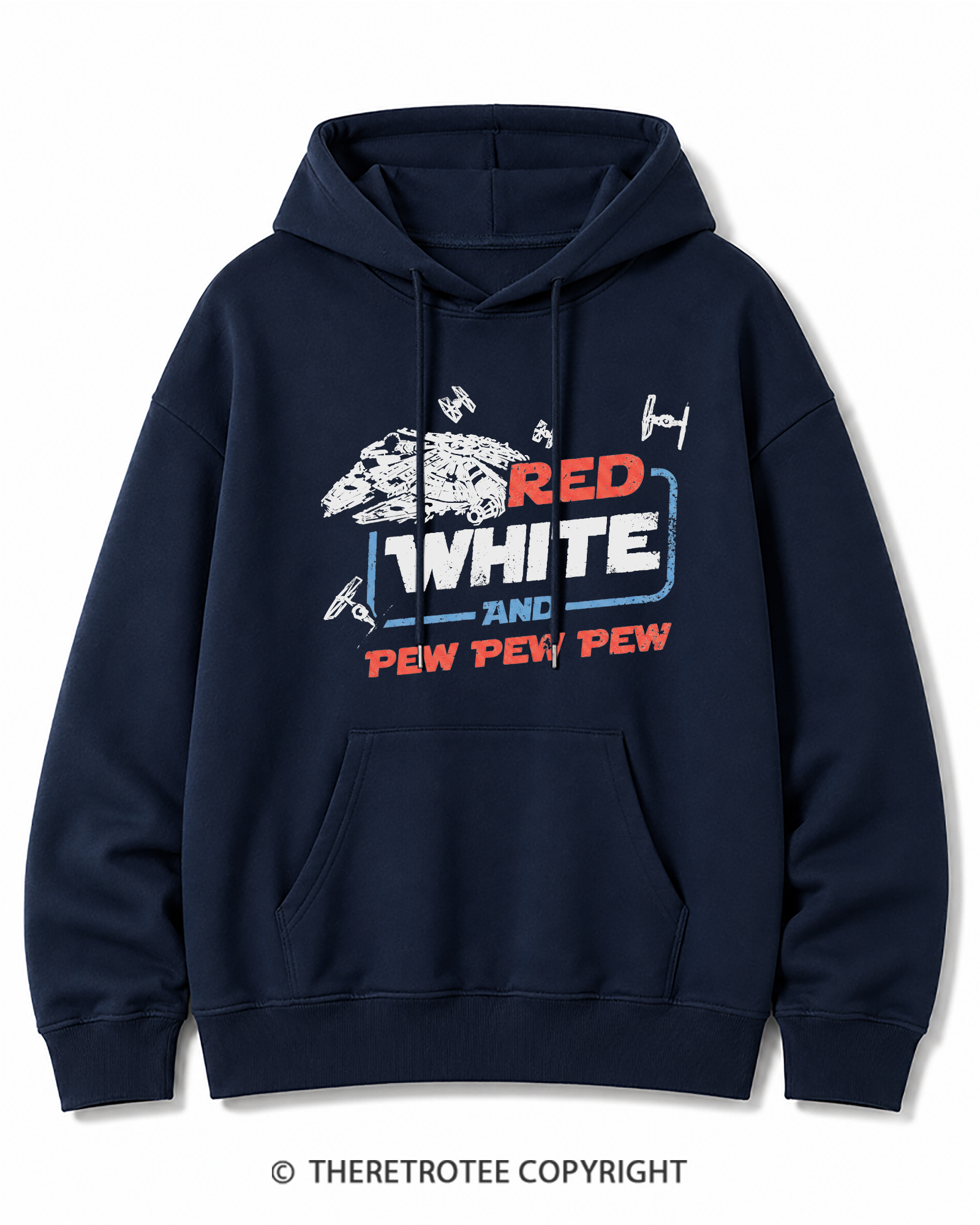 TheRetroTee Red White And Pew Pew Pew 1980s Cotton Hoodie
