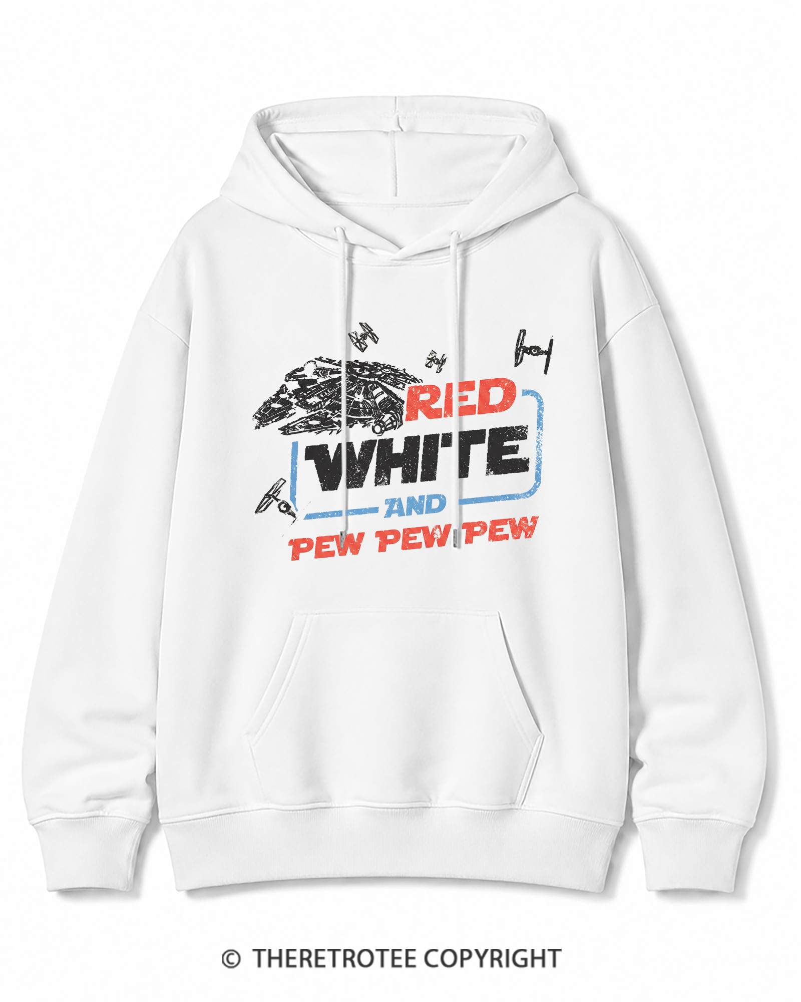 TheRetroTee Red White And Pew Pew Pew 1980s Cotton Hoodie
