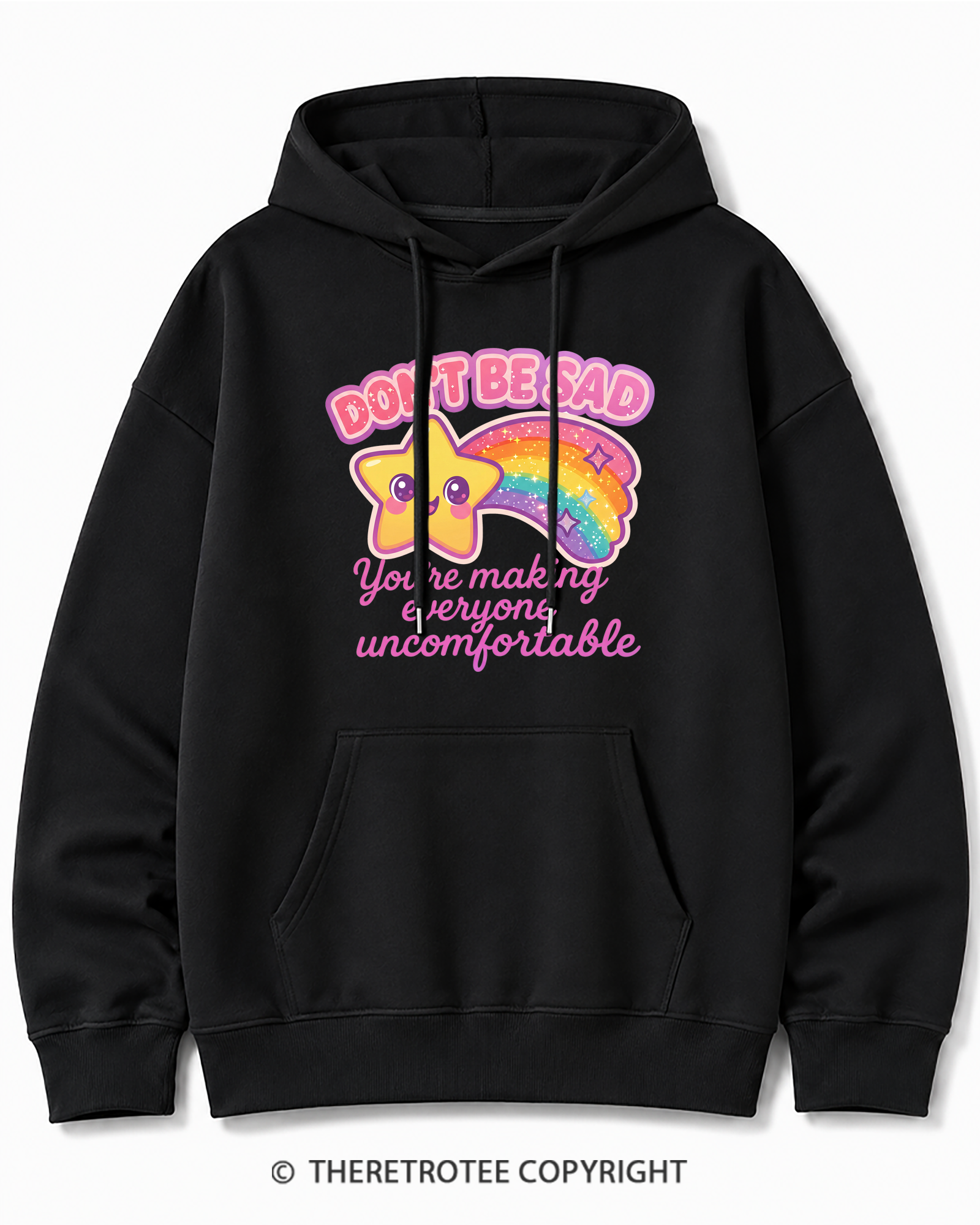 TheRetroTee Sarcastic Rainbow Star 1970s Cotton Hoodie