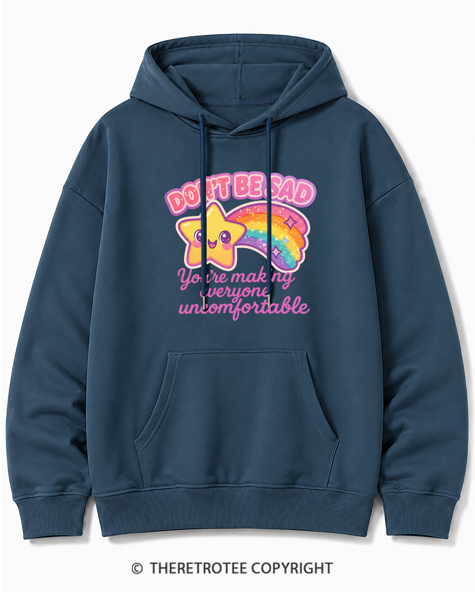 TheRetroTee Sarcastic Rainbow Star 1970s Cotton Hoodie